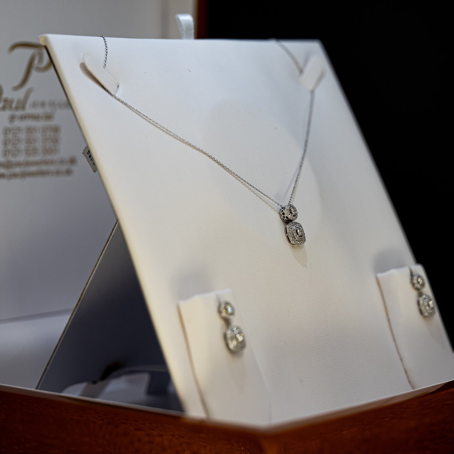 18ct White Gold Diamond Pendant and Earrings Set