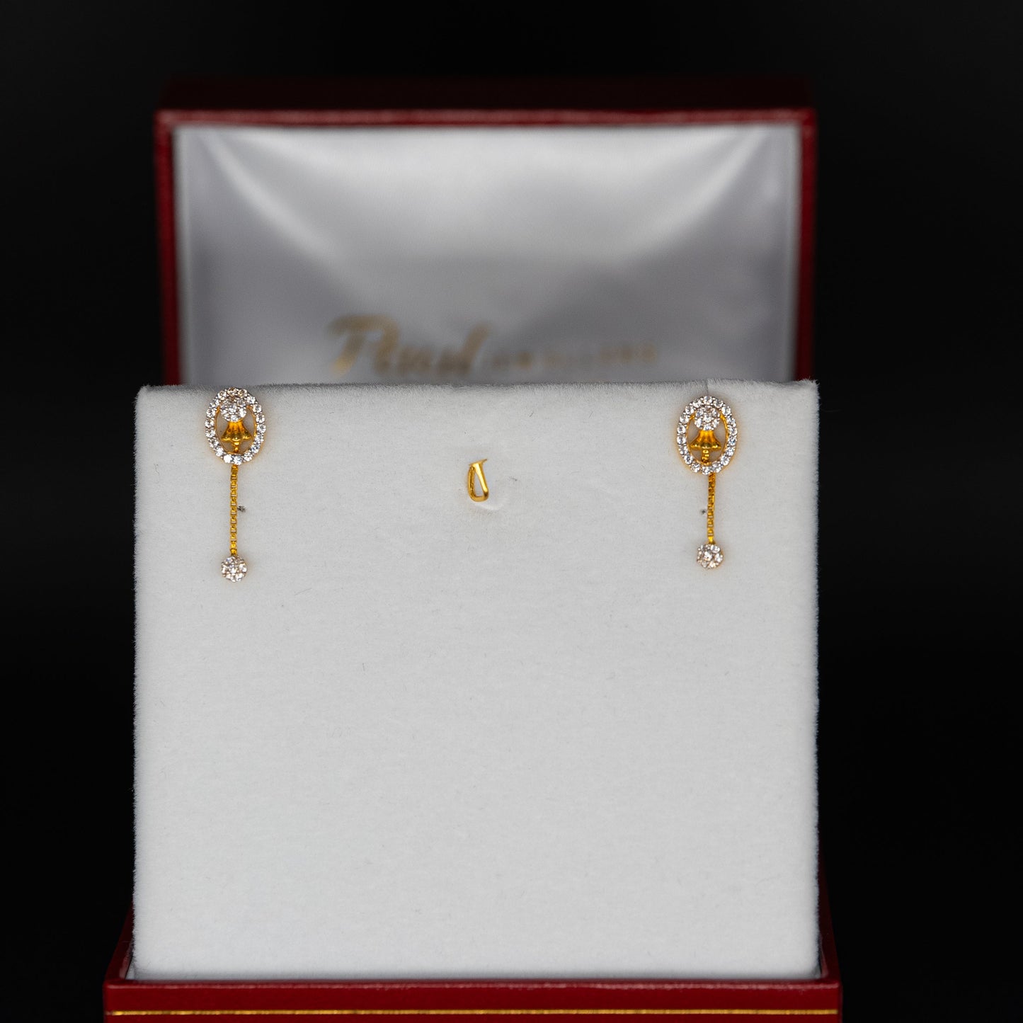 22ct Gold Drop Stud Earrings with CZ Detail