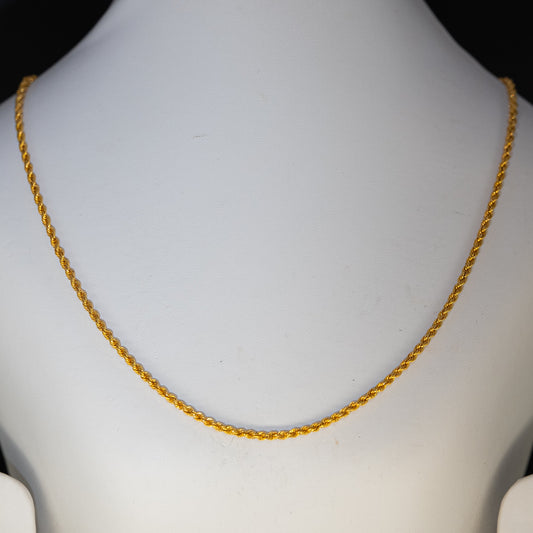 22ct Gold Fine Twisted Rope Chain