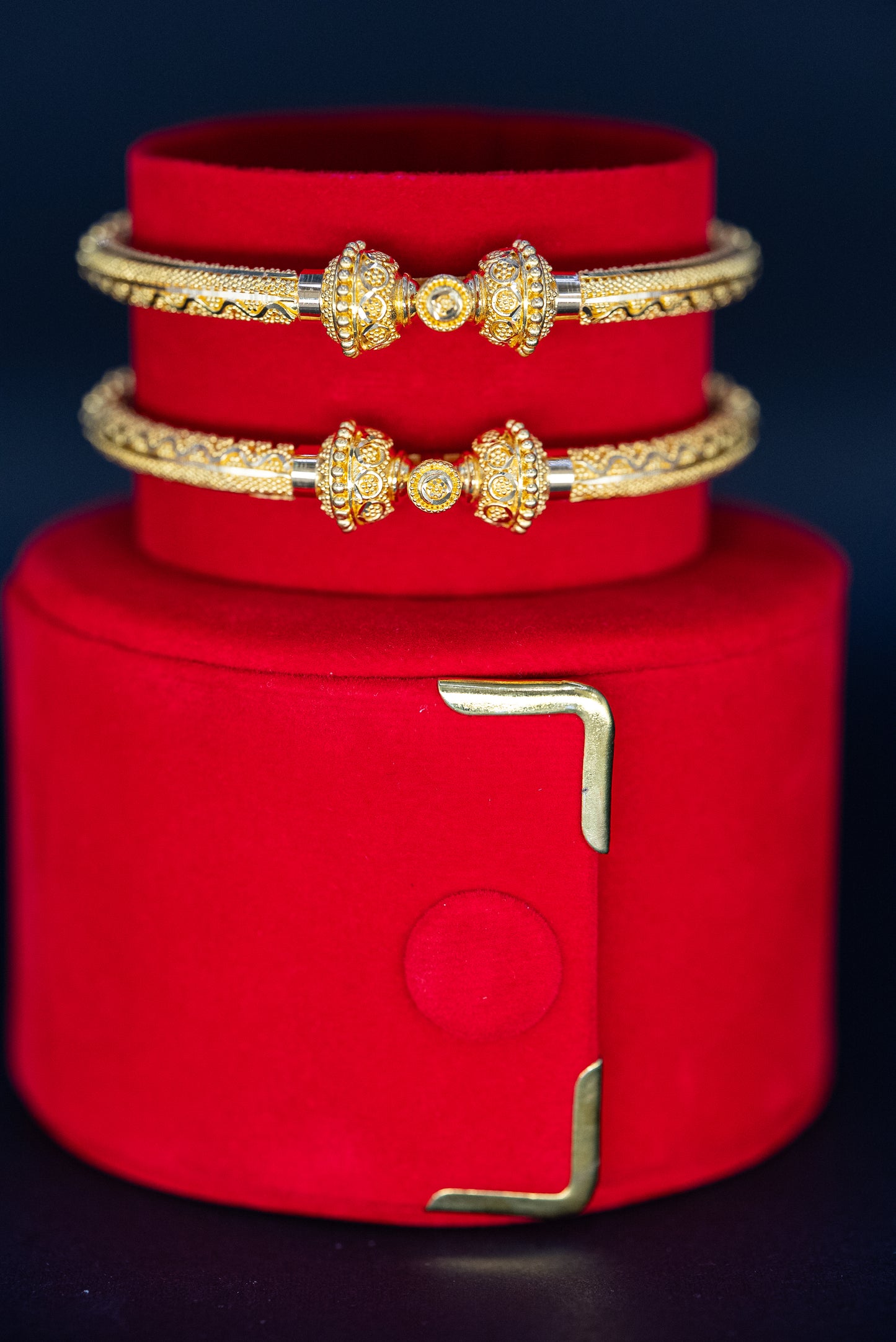 22ct Gold Pipe Kara Set with CZ Detailing