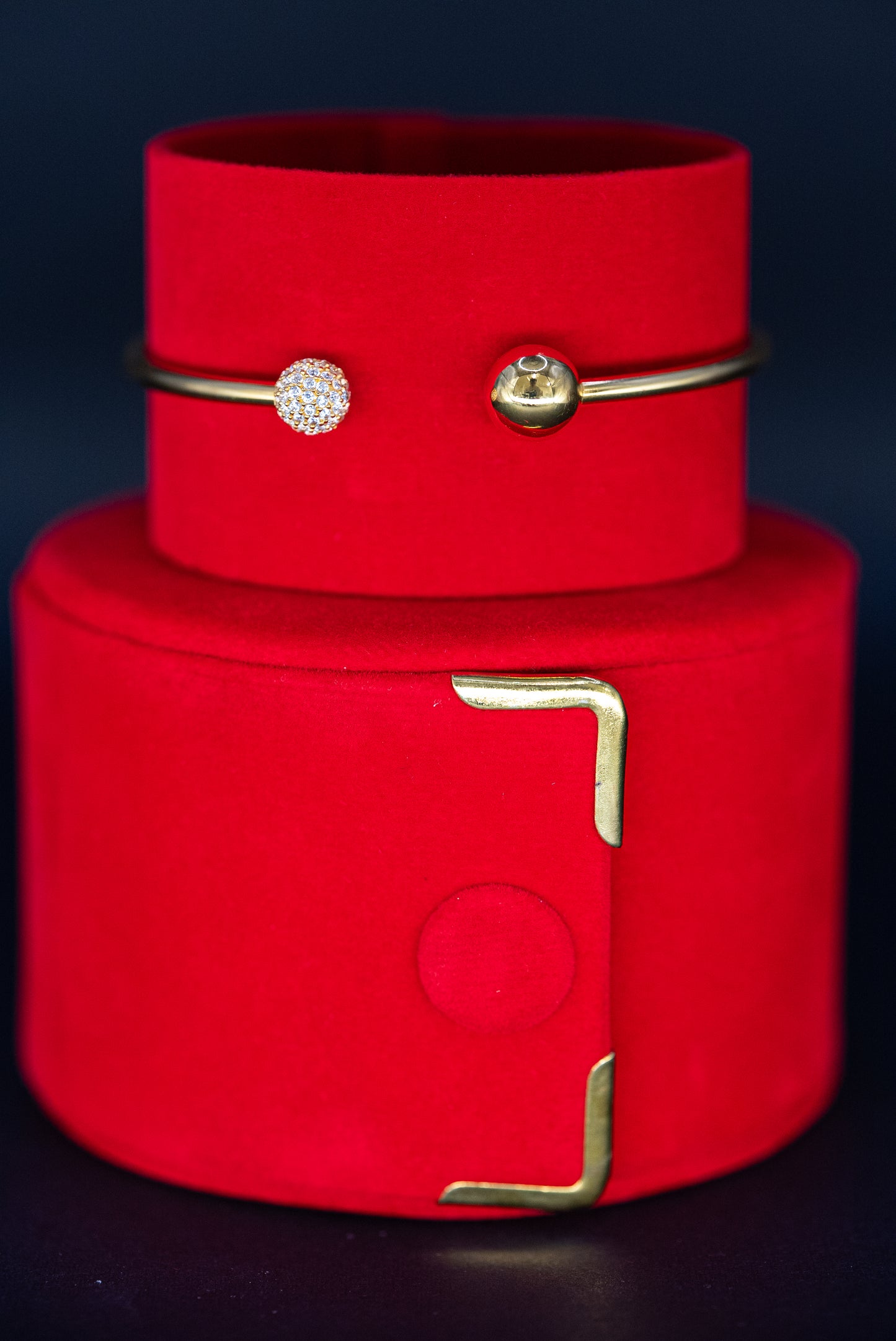 22ct Gold Open-Ended Bangle with Diamond-Cut CZ Detail