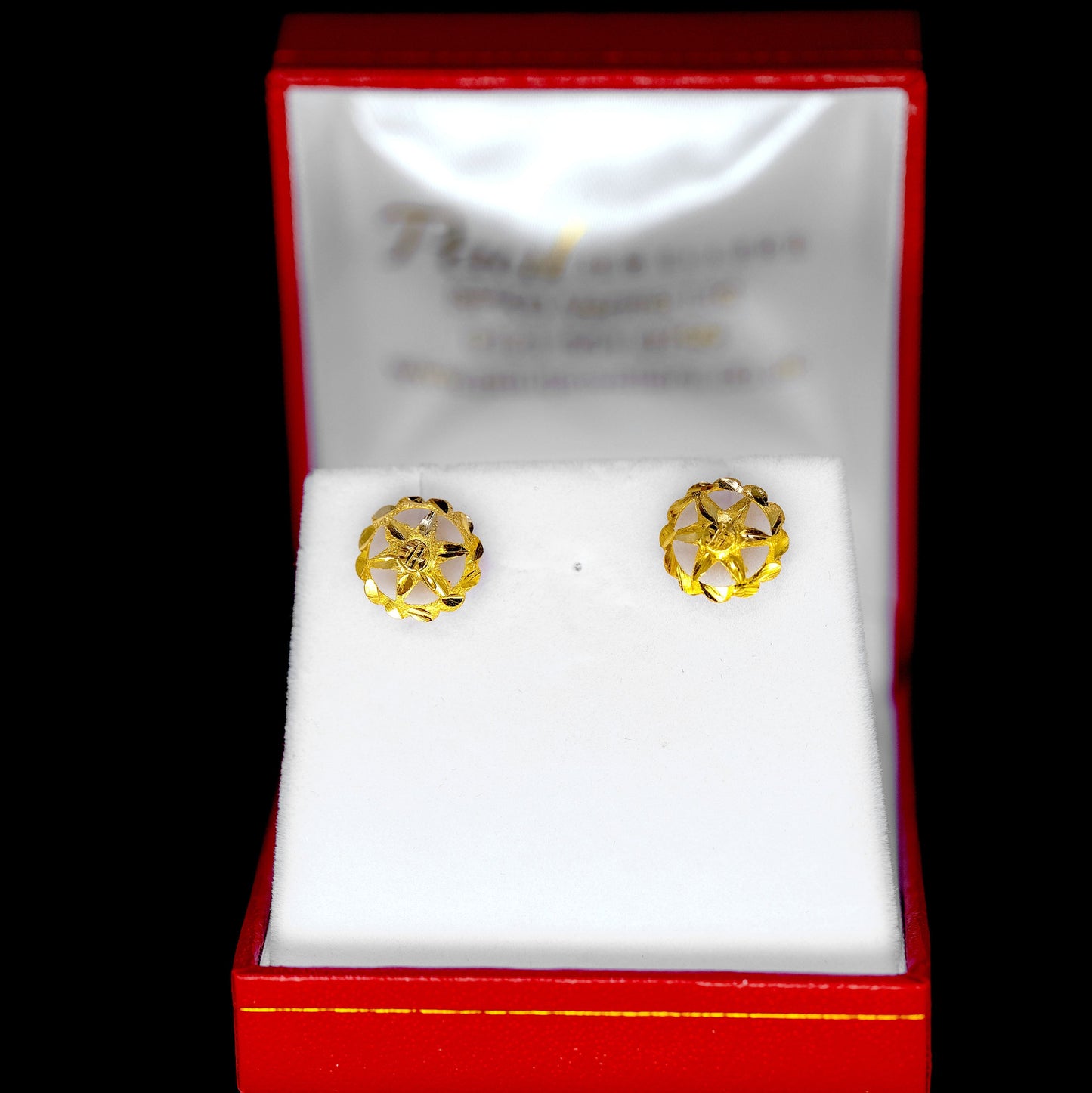 22ct Gold Floral Dome Stud Earrings