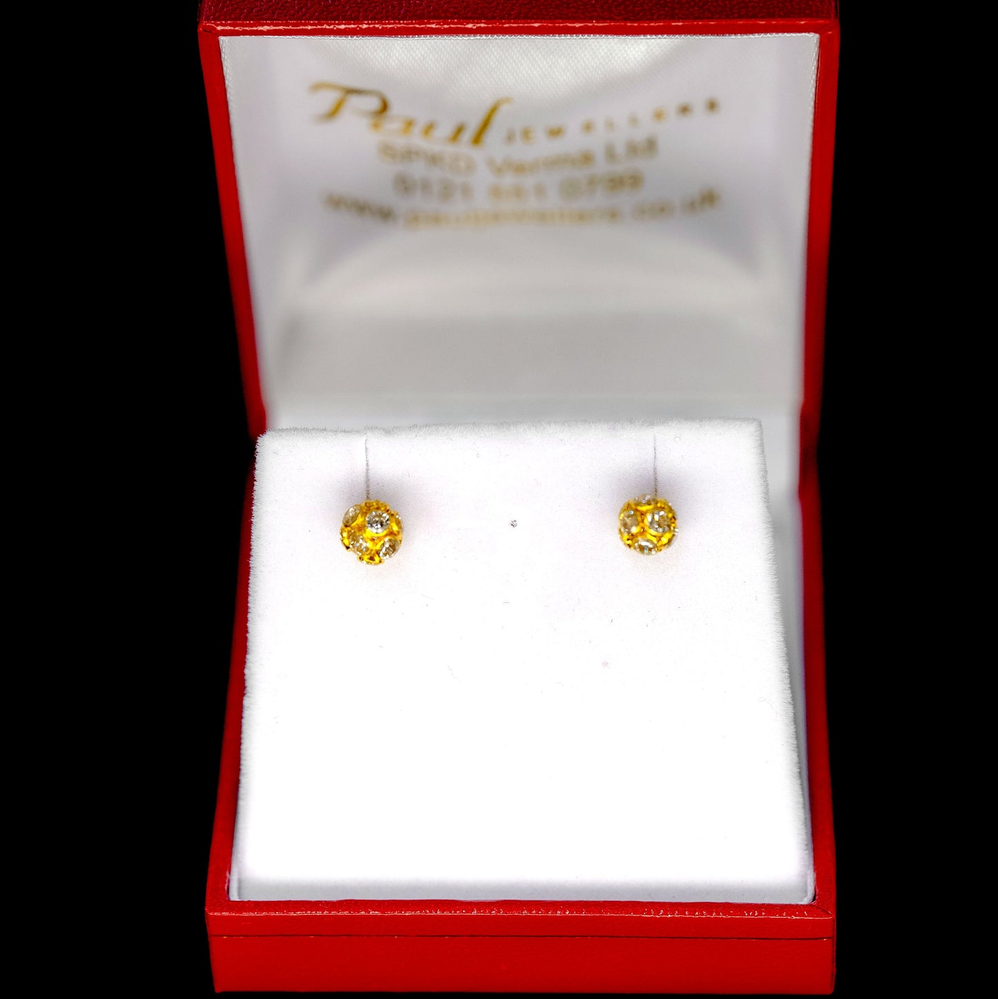 22ct Gold Beaded Ball CZ Stud Earrings