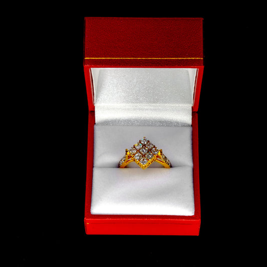 Gold Square CZ Cluster Ring