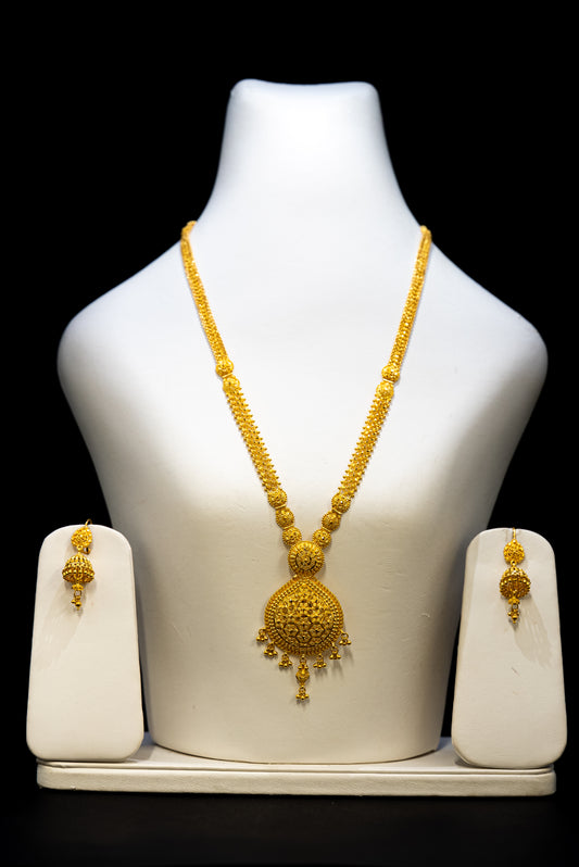 22ct Gold Rani Haar Wedding Set – Teardrop Pendant with Jhumki Earrings