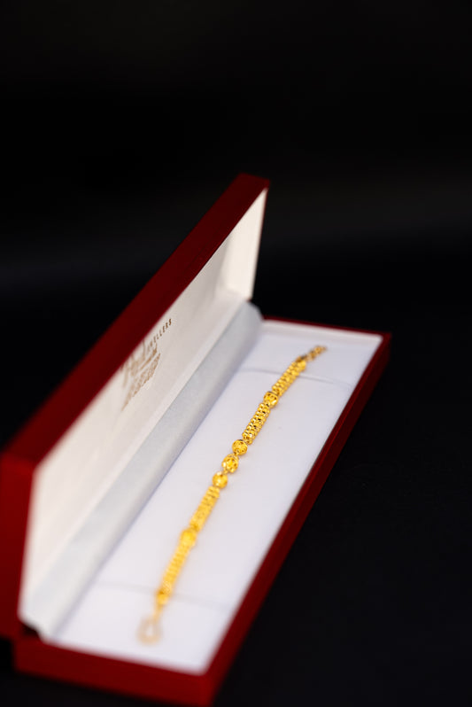 22ct Gold Textured Bead Bracelet