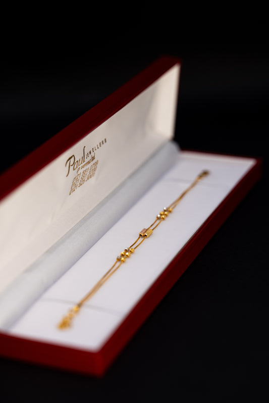 22ct Gold Two Tone Bead Bracelet