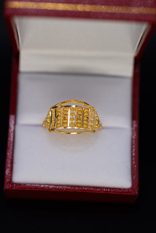 22ct Gold Textured Statement Ring – Size Q