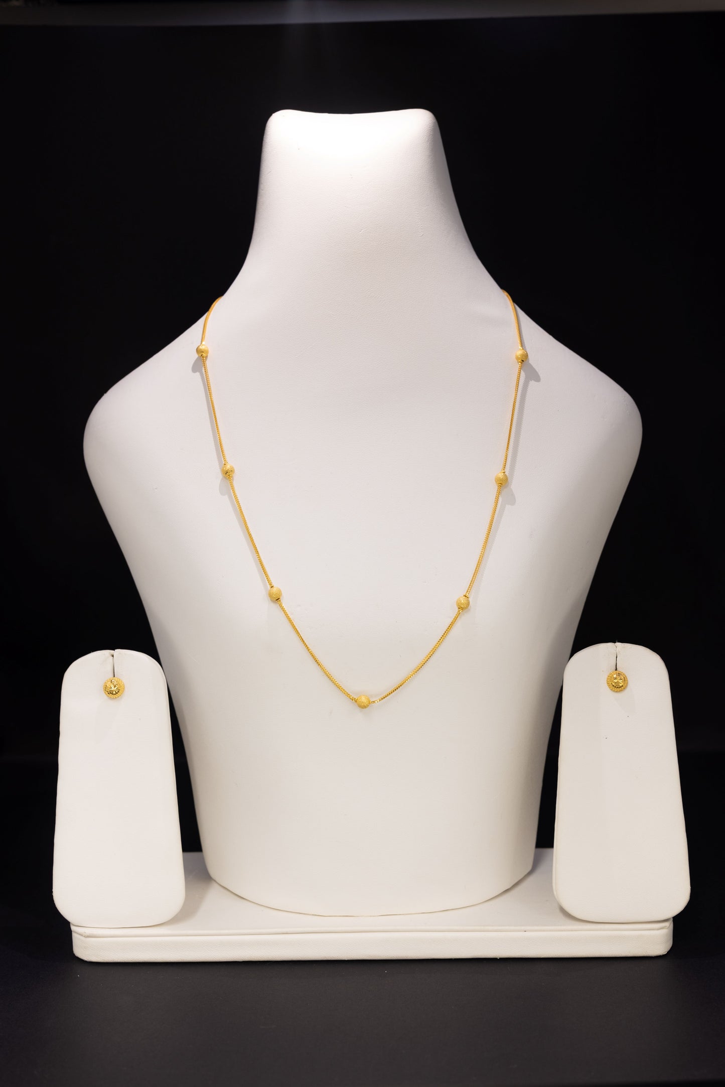 22ct Gold Ball Station Necklace and Stud Earring Set