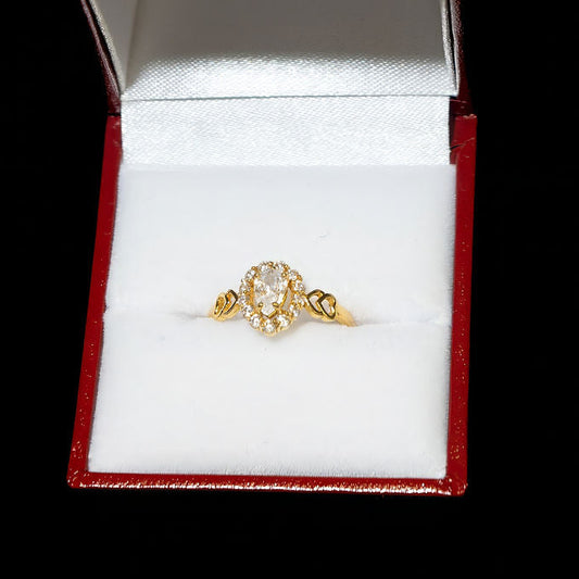 22ct Gold CZ Teardrop Halo Ring