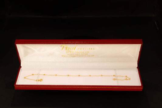 22ct Gold Beaded Ankle Chain - 10 Inch