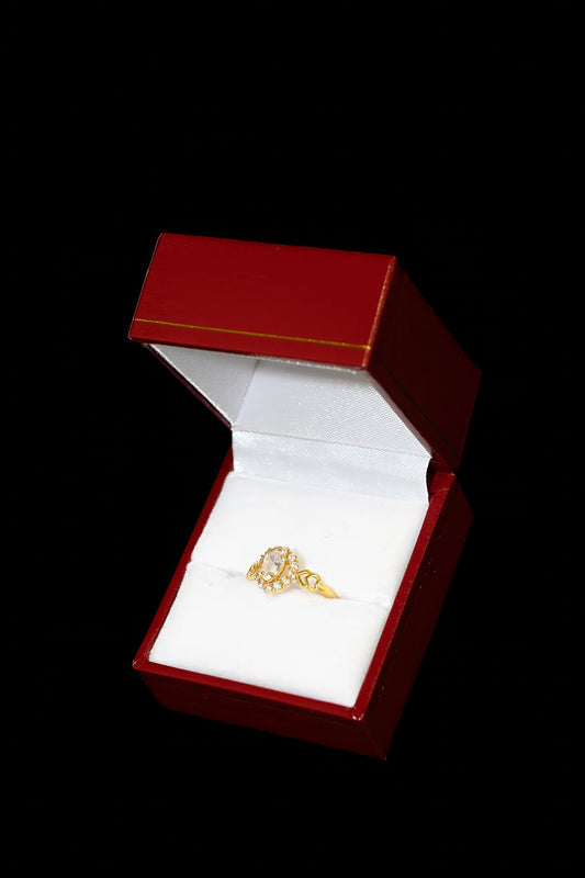 22ct Gold CZ Teardrop Halo Ring