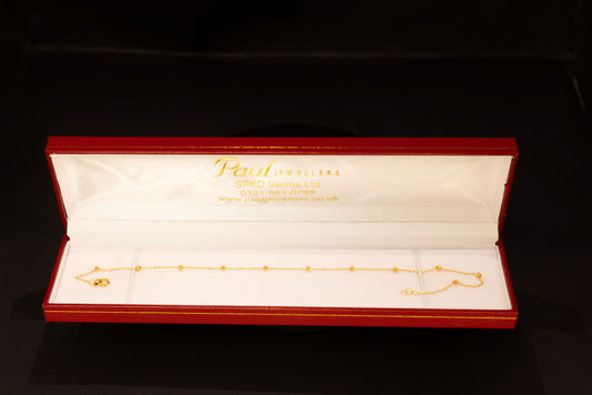 22ct Gold Beaded Anklet - 10 inches