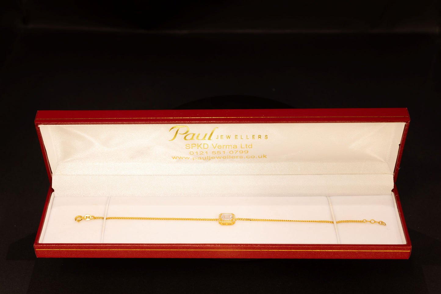 22ct Gold Emerald Cut CZ Bracelet