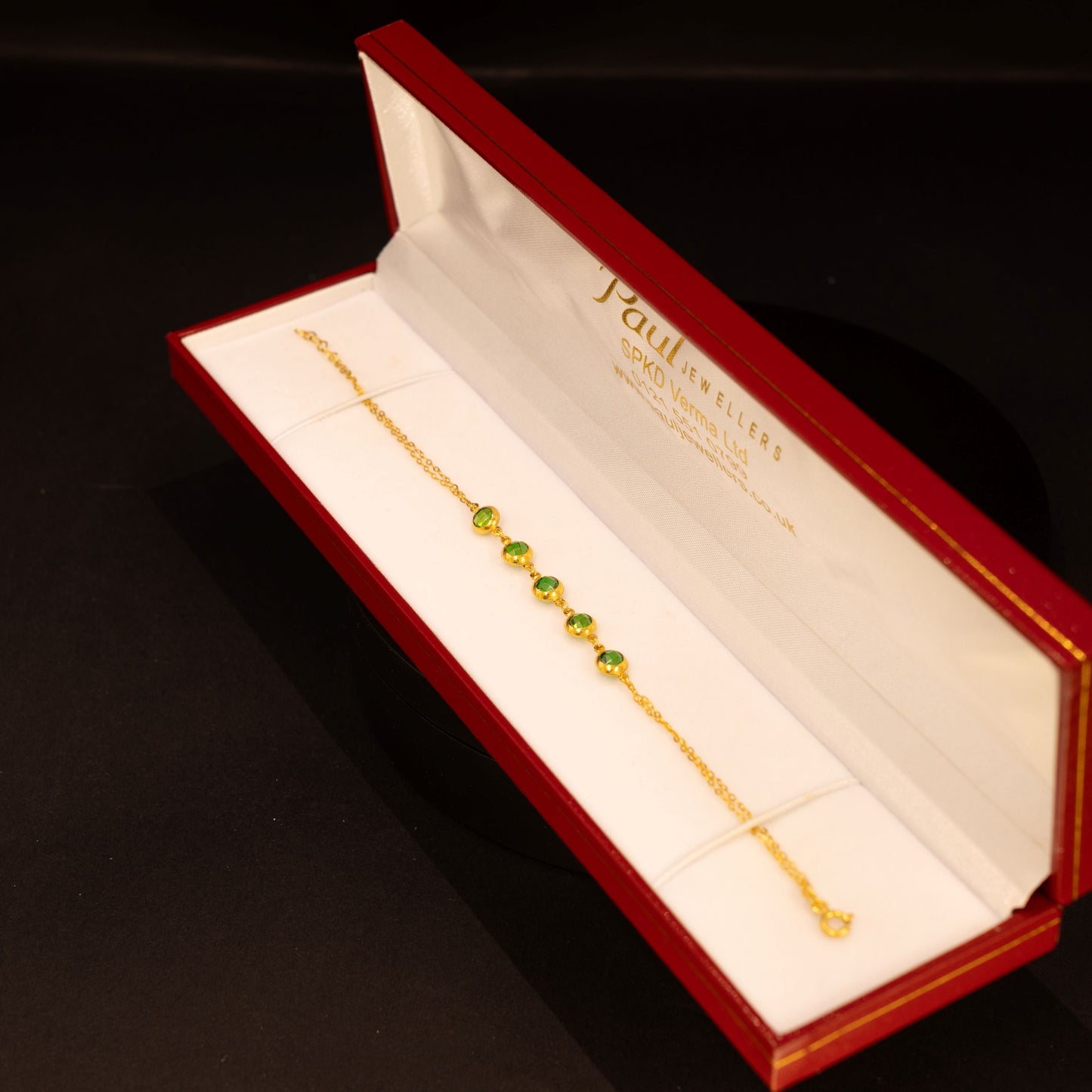 22ct Gold Light Green CZ Stone Bracelet