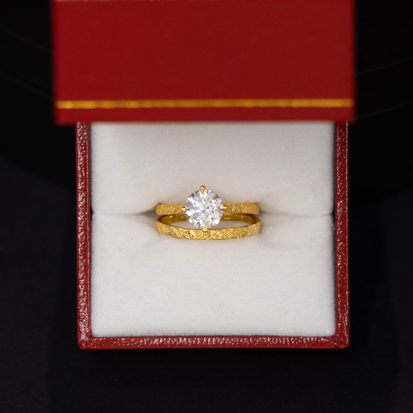 22ct Gold Round CZ Ring Set