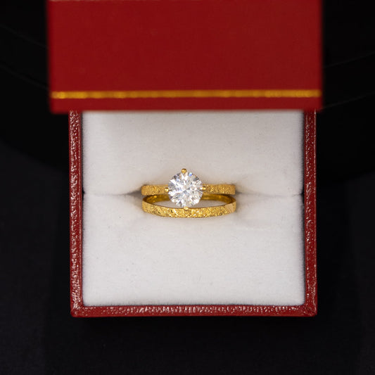 22ct Gold Round CZ Ring Set
