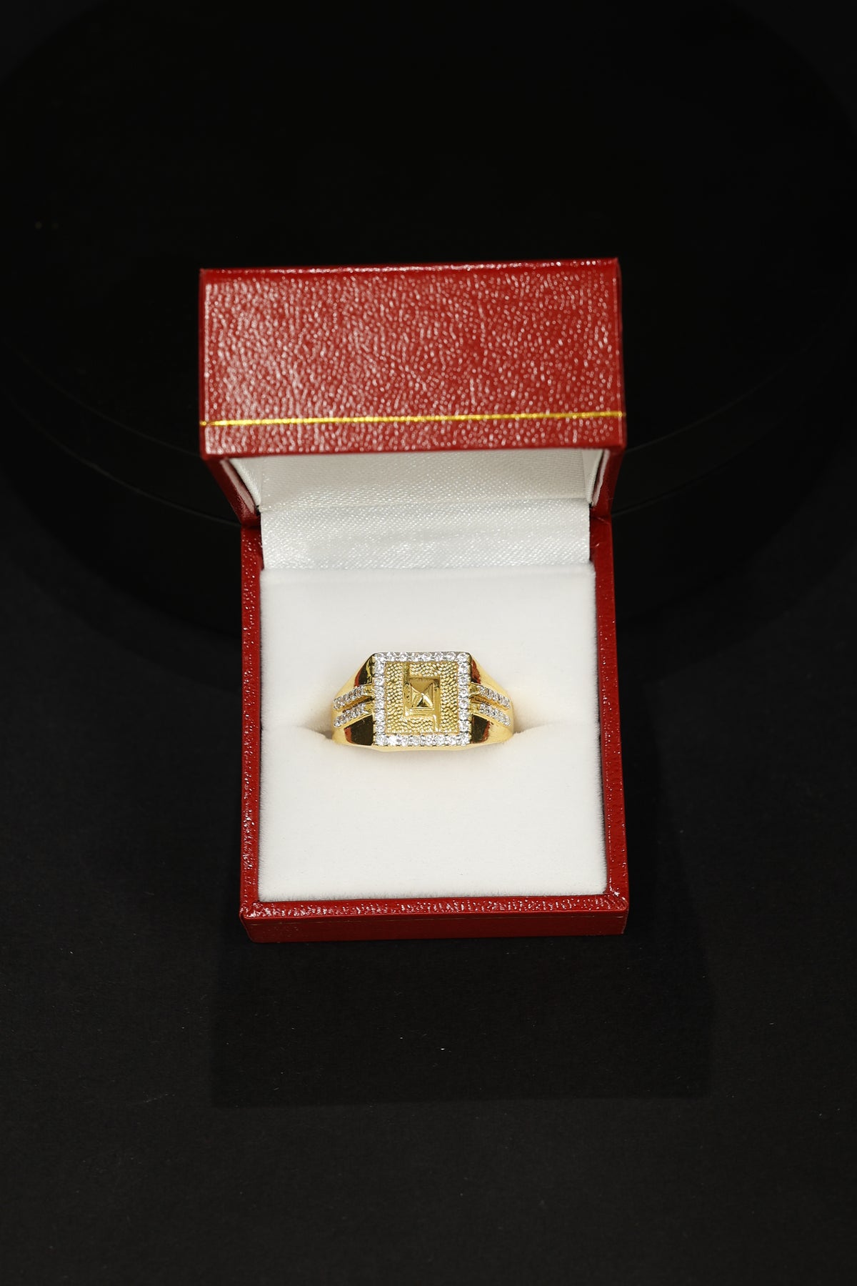 Men's 22ct Gold Square CZ Signet Ring