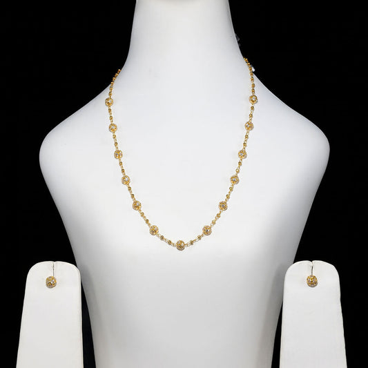 22ct Gold CZ Wedding Necklace & Matching Earring Set