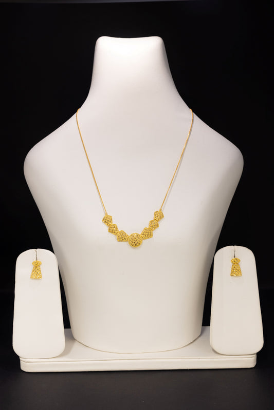 22ct Gold Geometric Necklace and Earring Set