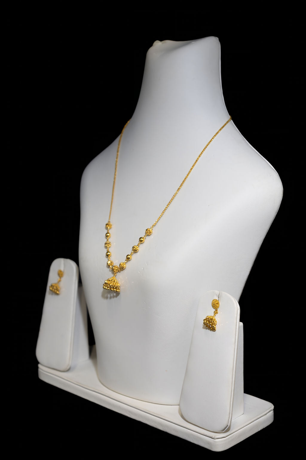 22ct Gold Traditional Bridal Necklace & Jhumka Earring Set