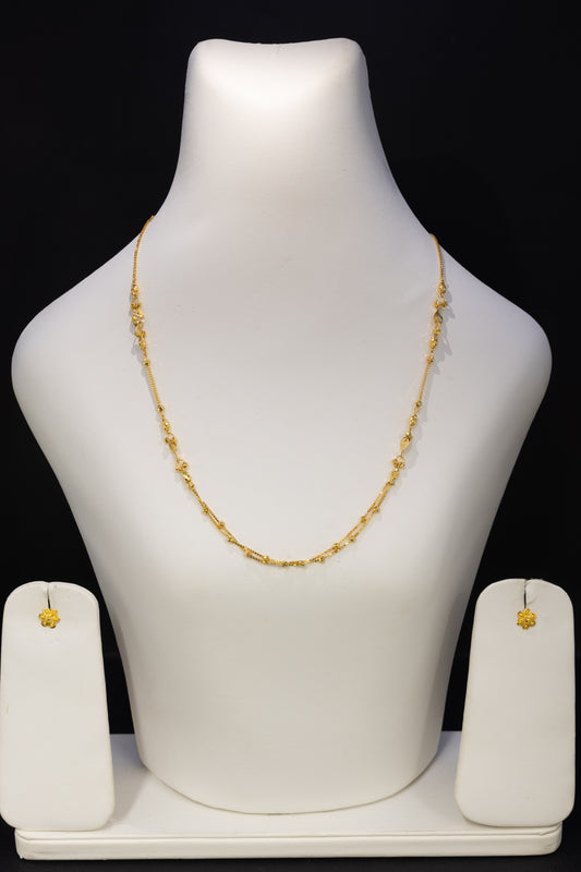 22ct Gold Floral Necklace & Stud Earring Set