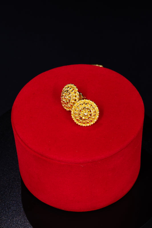 22ct Gold Beaded Circular Stud Earrings
