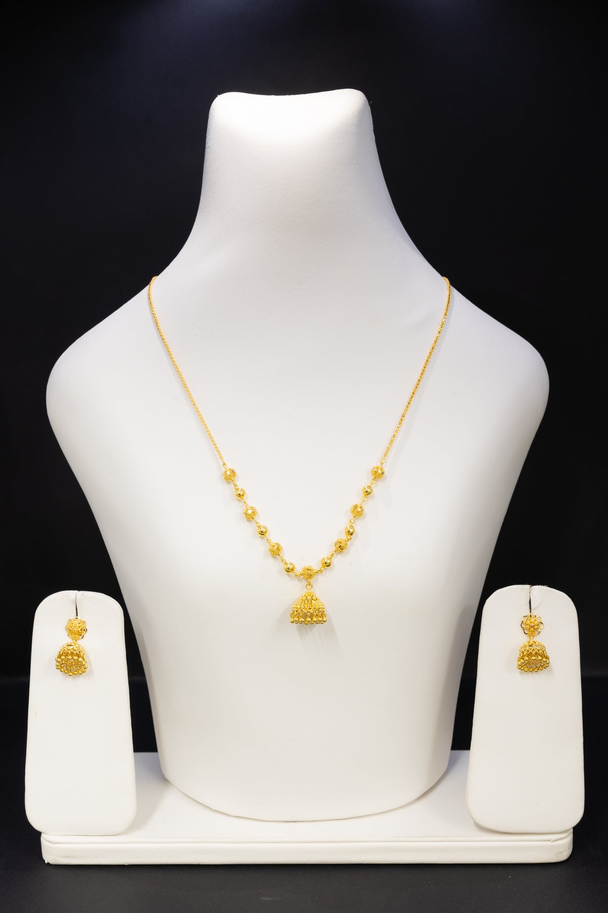 22ct Gold Jhumki Necklace & Earring Set