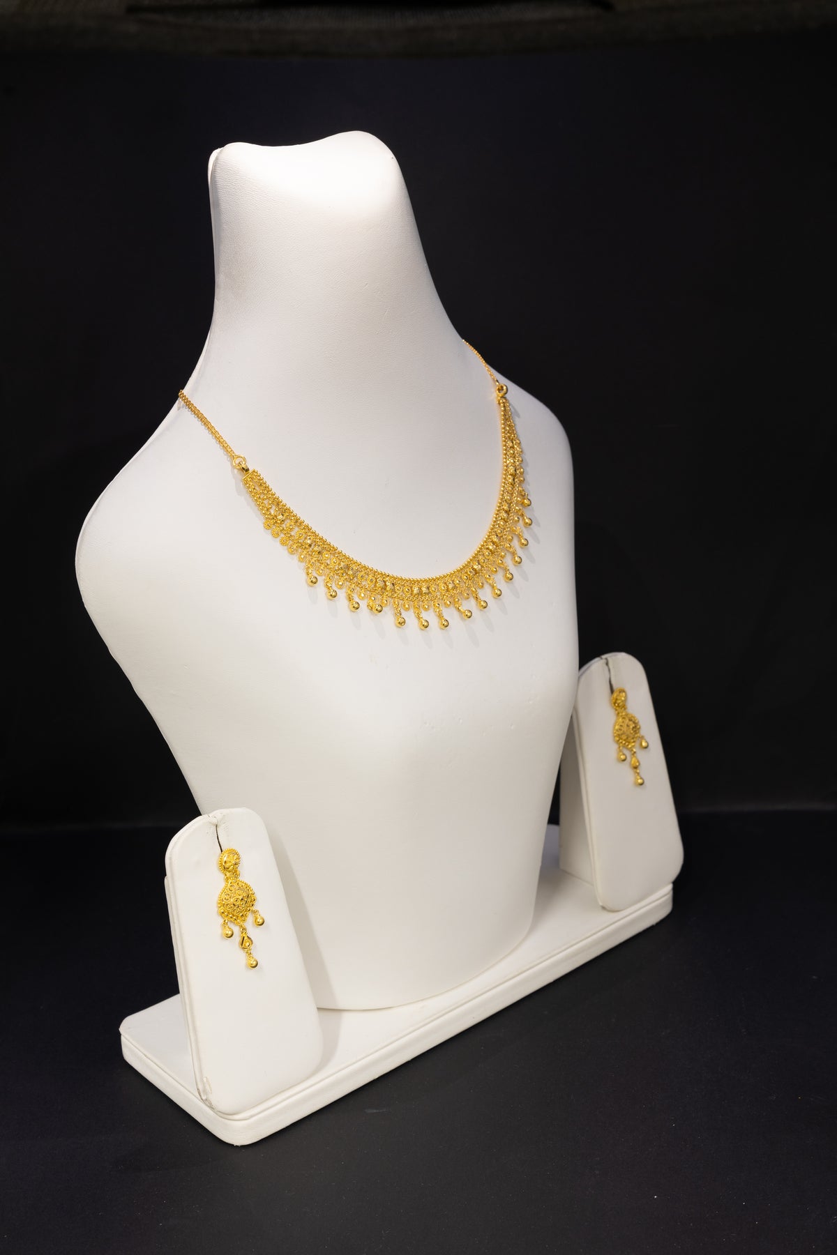 22ct Gold Delicate Drop Necklace & Earring Set