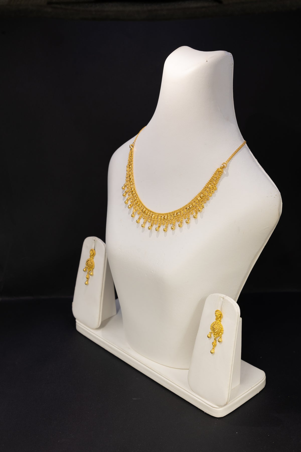 22ct Gold Delicate Drop Necklace & Earring Set
