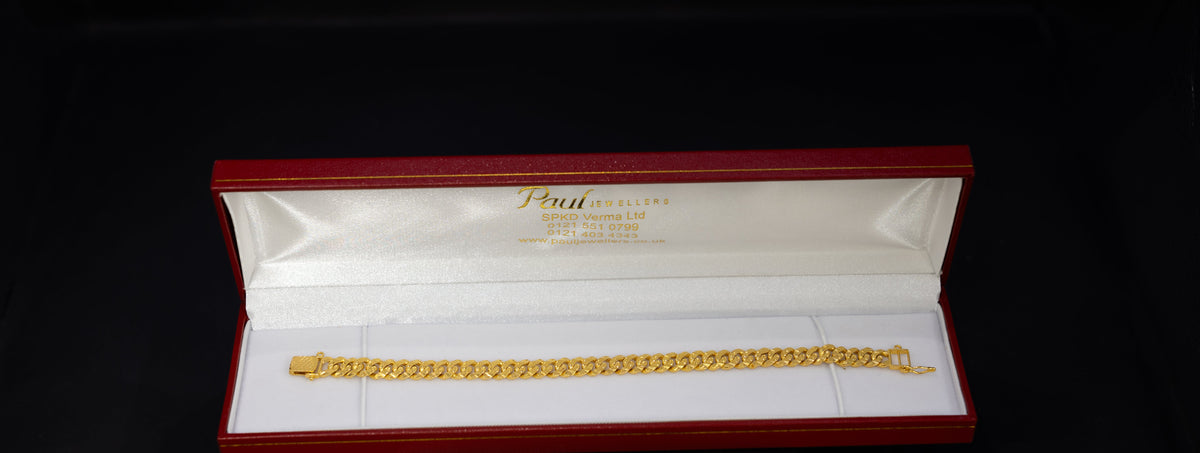 22ct Gold Textured Cuban Link Bracelet