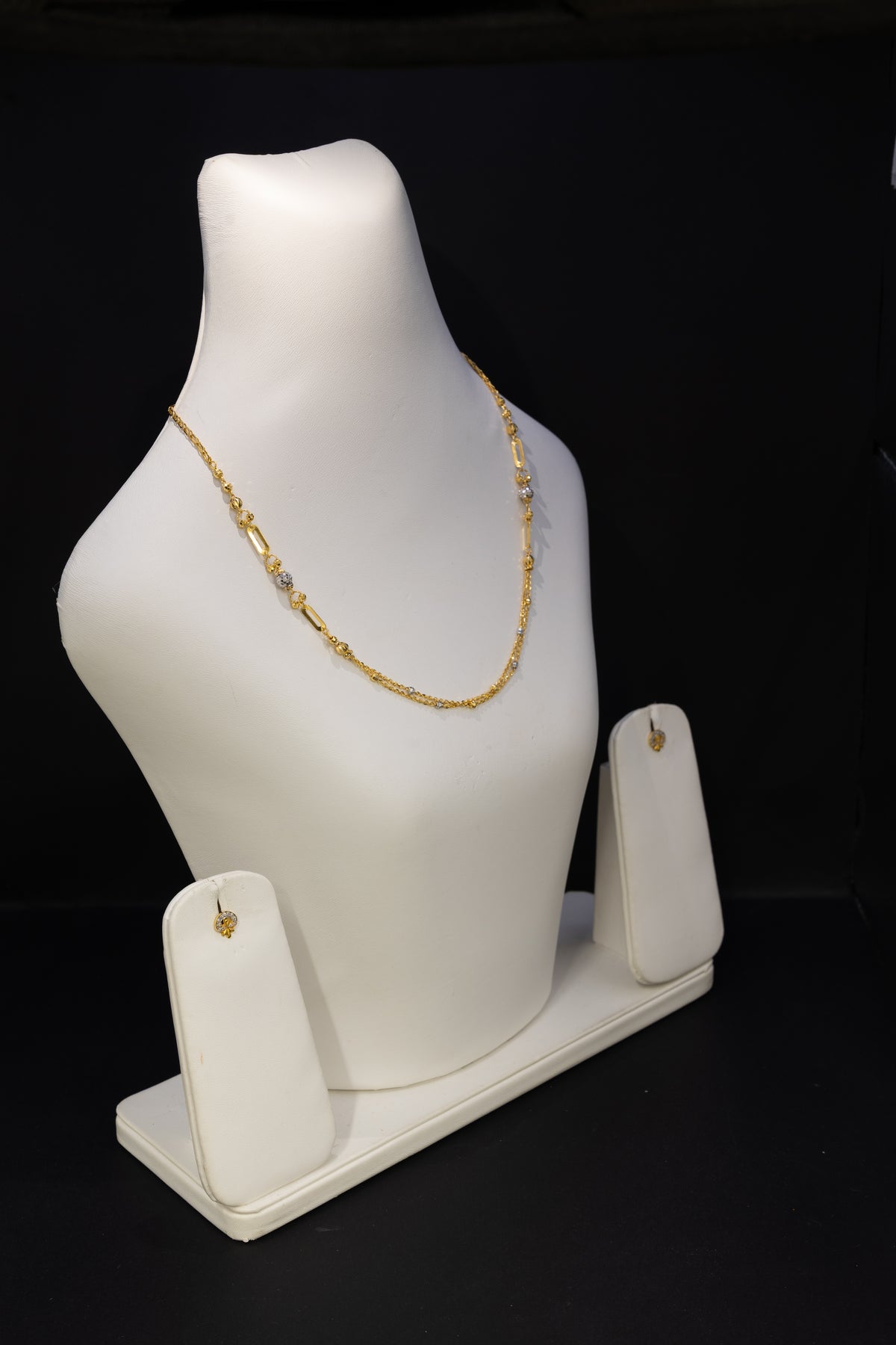 22ct Gold Two-Tone Beaded Necklace & Earring Set