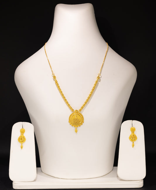 22ct Gold Round Beaded Necklace and Earring Set
