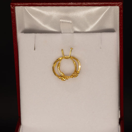 22ct Gold Patterned Hoop Earrings