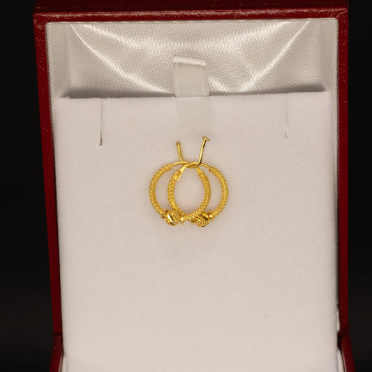 22ct Gold Textured Hoop Earrings