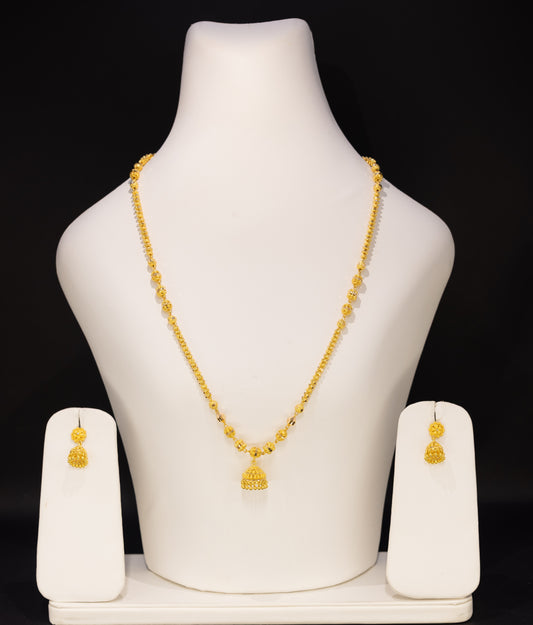 22ct Gold Beaded Jhumki Necklace and Earring Set
