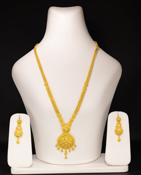 22ct Gold Teardrop Rani Haar Pendant and Earring Set