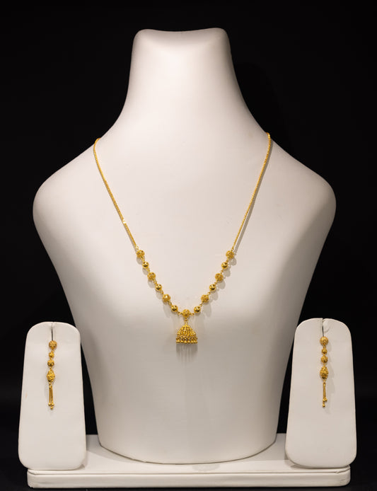 22ct Gold Jhumki Pendant and Earring Set