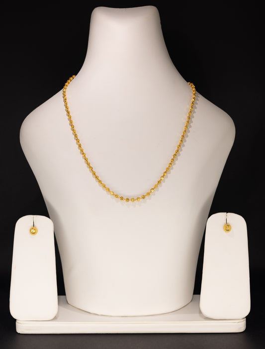 22ct Gold Beaded Necklace and Stud Earring Set