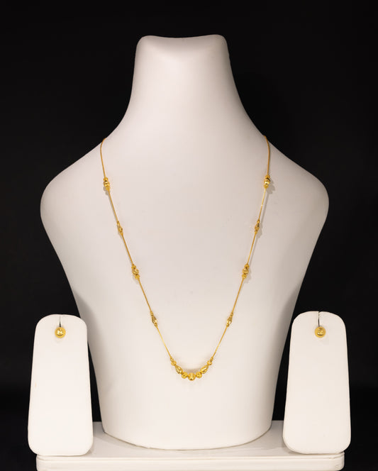 22ct Gold Beaded Necklace and Stud Earring Set