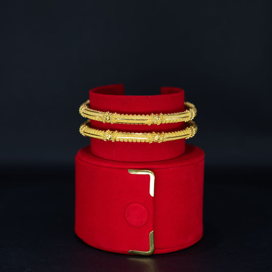 22ct Gold Textured Bangle Pair Size 2-8