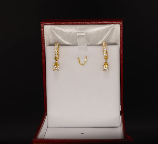 22ct Gold CZ Drop Earrings
