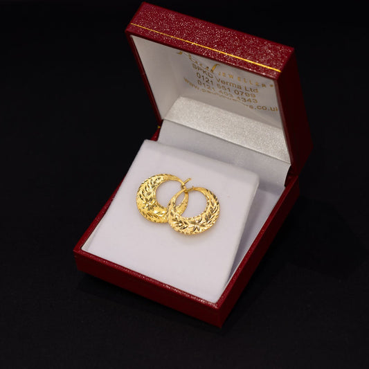 22ct Gold Engraved Nanthia Earrings
