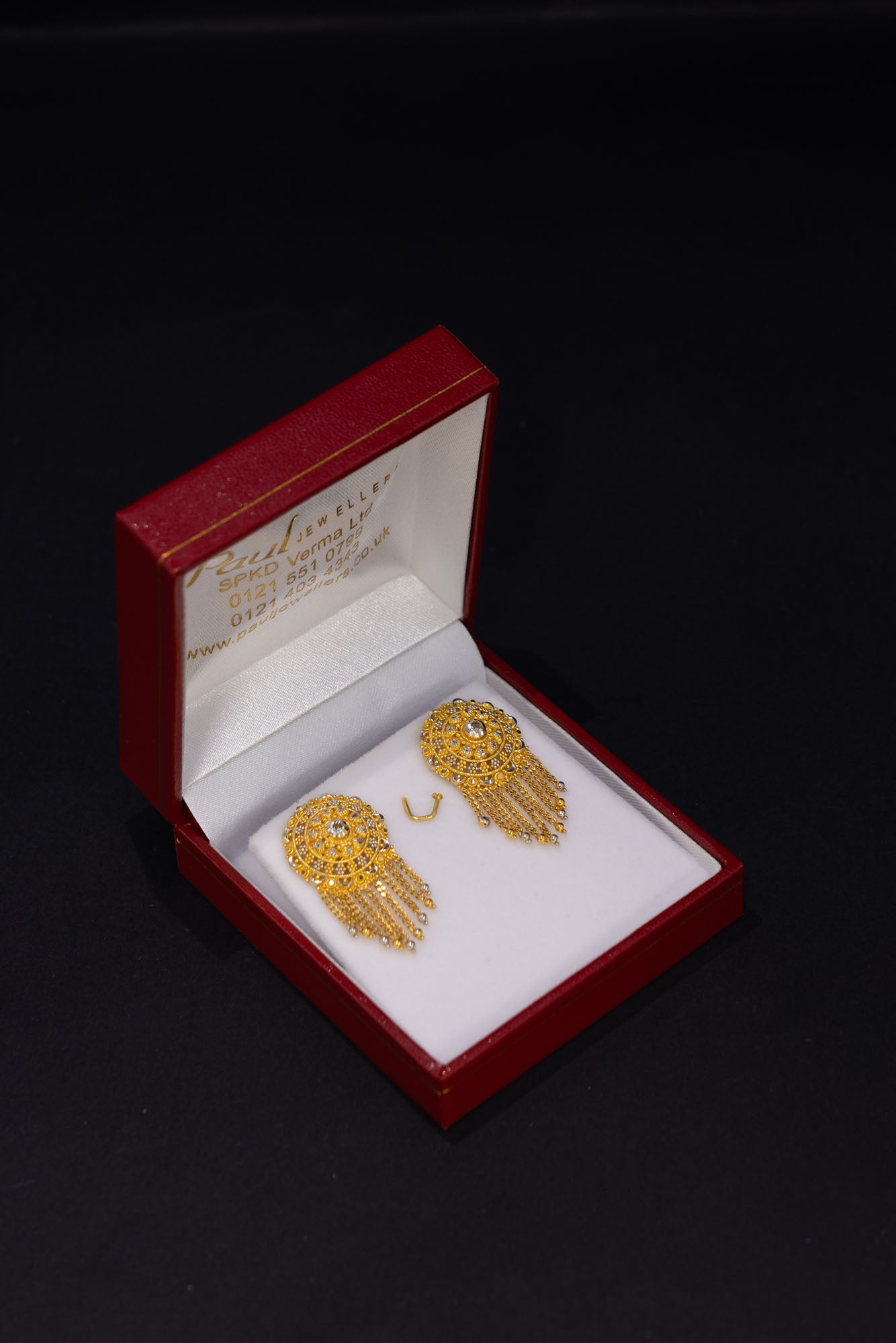22ct Gold CZ Circular Tassel Earrings