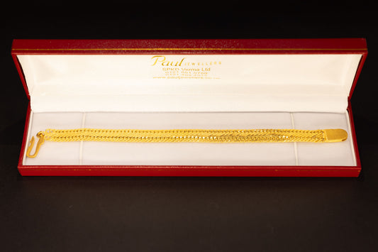 22ct Gold Textured Cuban Link Bracelet