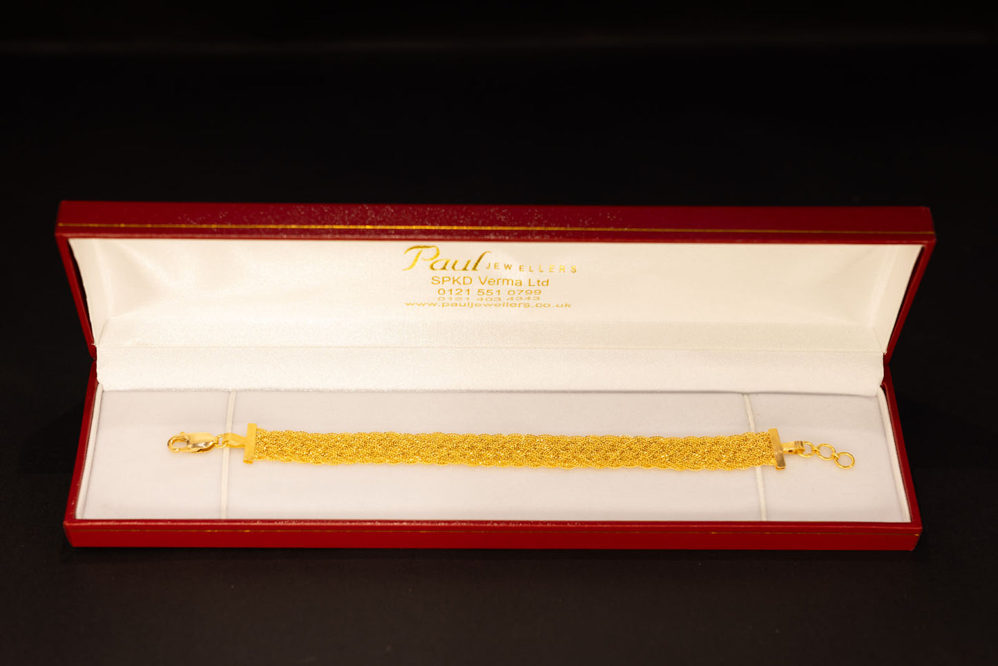 22ct Gold Wide Woven Ladies Bracelet
