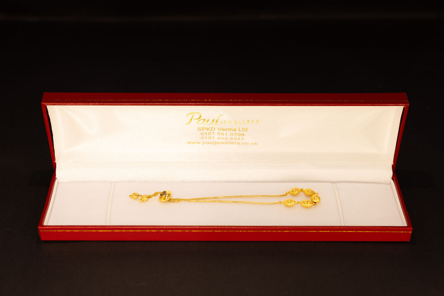 22ct Gold Beaded Adjustable Slider Bracelet