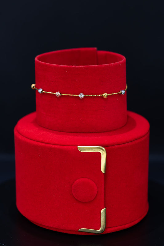 22ct Gold Two-Tone Beaded Wire Bracelet
