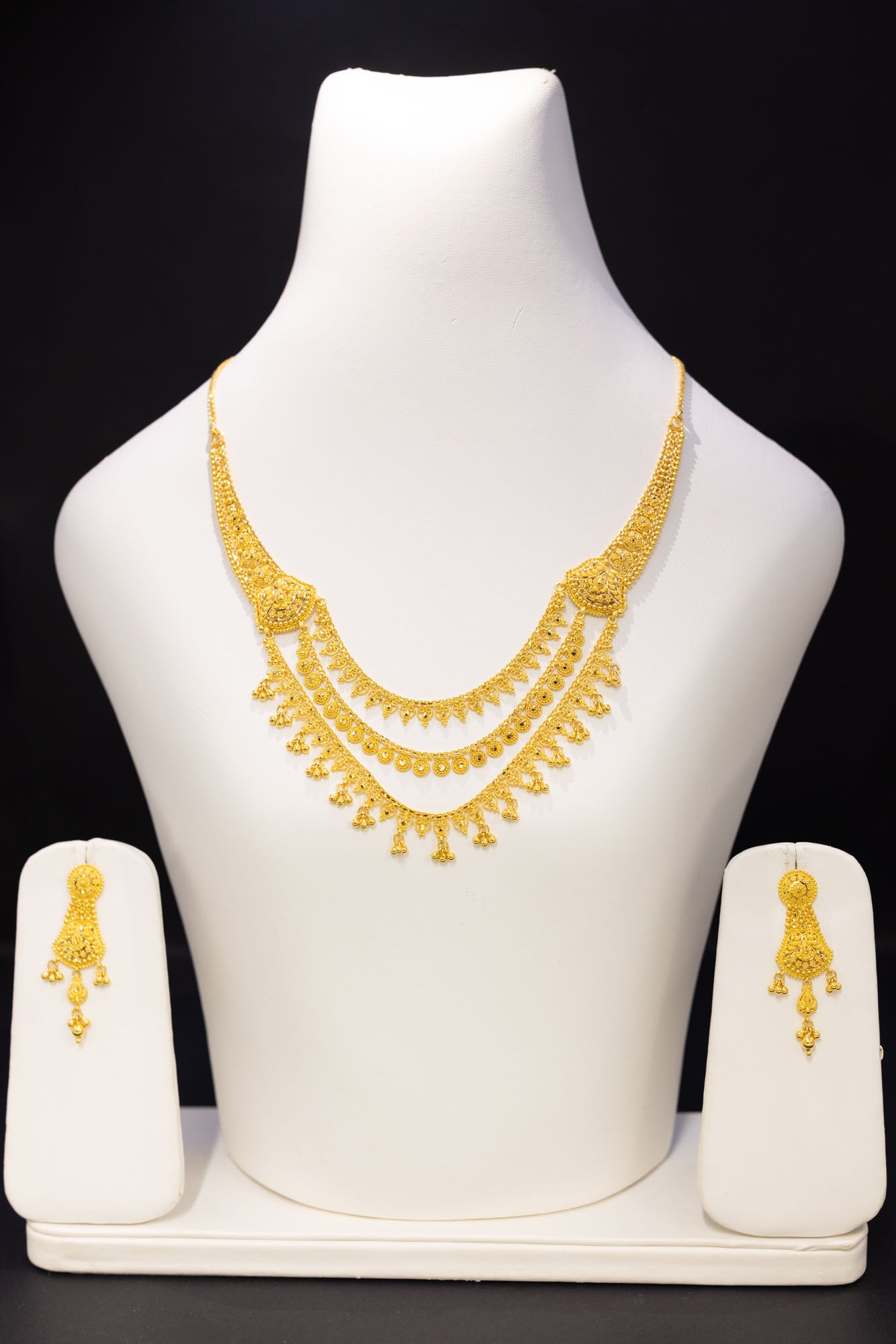 2ct Gold Layered Bridal Necklace & Earring Set