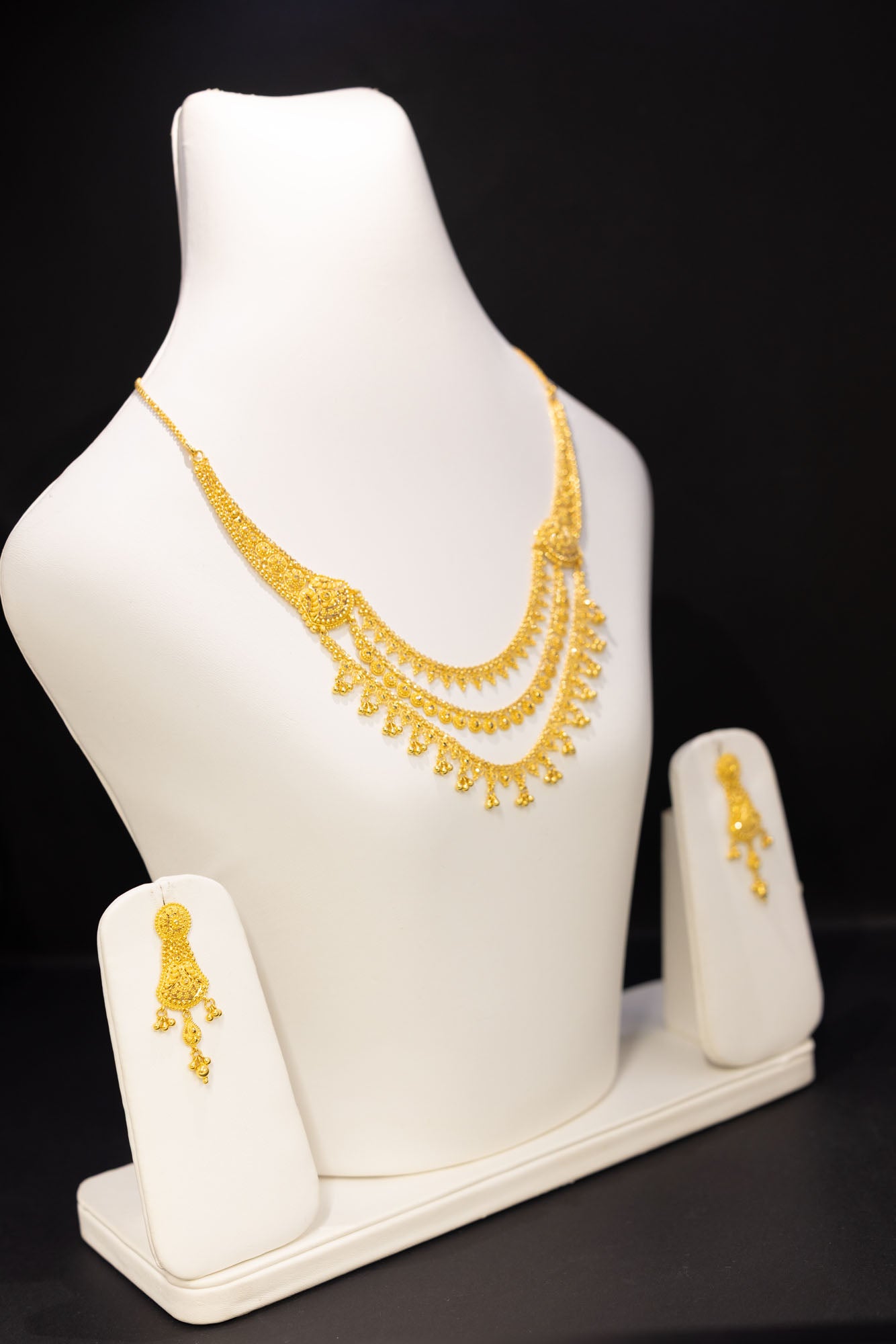 2ct Gold Layered Bridal Necklace & Earring Set